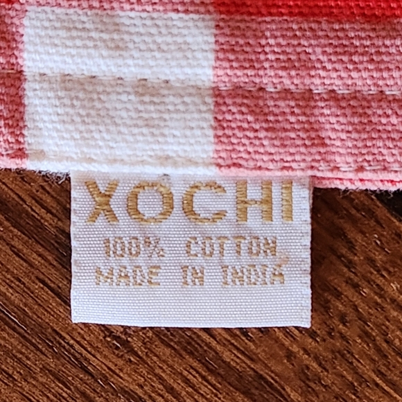 XOCHI Mistltoe Gingham Placemats Set of Two Colors Red White Green Yellow - Picture 2 of 7